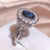 Luxury Charm Rings For Women 925 Stamp Jewelry Accessories Oval Sapphire Zircon Gemstones Ring Wedding Engagement Party