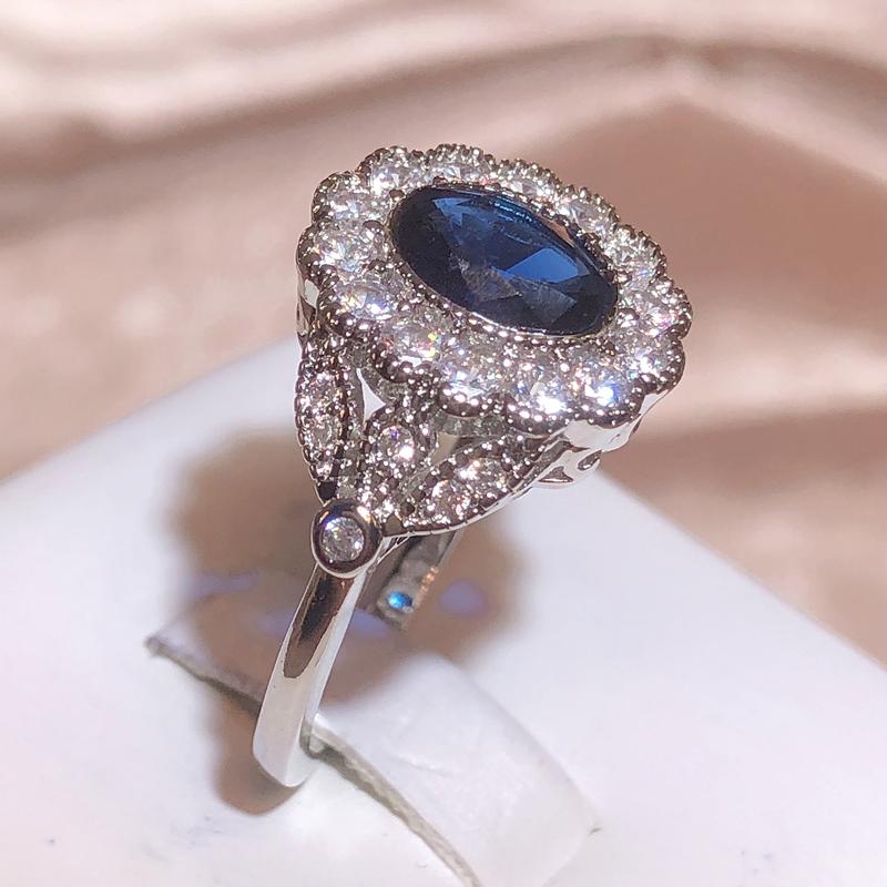 Luxury Charm Rings For Women 925 Stamp Jewelry Accessories Oval Sapphire Zircon Gemstones Ring Wedding Engagement Party