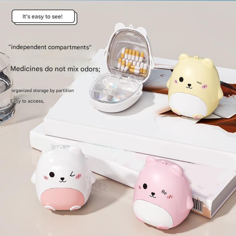 Cartoon Bear Mini Pills Case Portable Designs Easy To Carry In Pocket Or Bag For Travel Or Daily Use