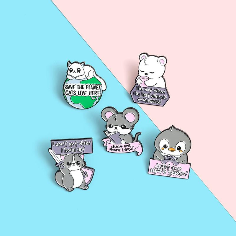 Cute Cartoon Animal Brooches Featuring Adorable Cats Penguins And Polar Bears For Unique Style
