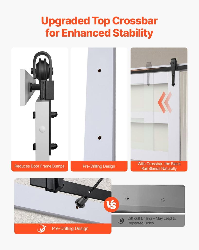Sliding Barn Door, 1067 x 2134mm, High-Strength MDF Panel and Glass, Barn Door with Hardware Kit, Water-Proof PVC Surface, Easy to Install, H-Frame,