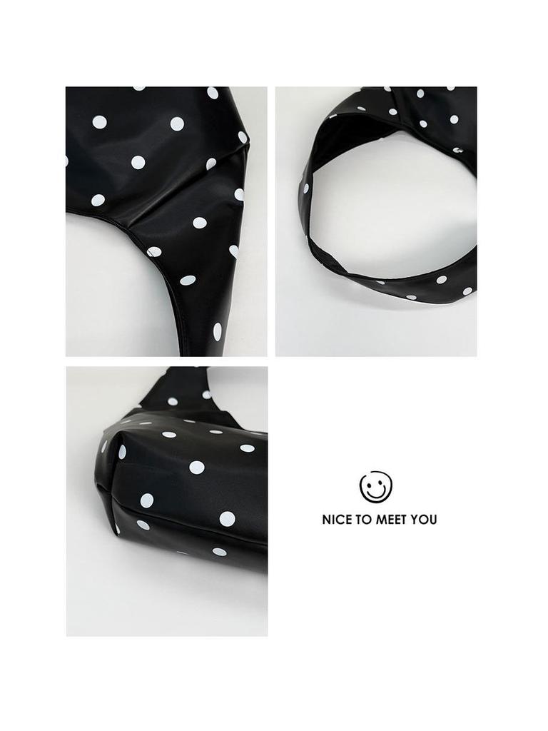 Корейская ретро-сумка-тоут на плечо в горошек: Большой, Модный, Универсальный, Простой дизайн