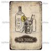[MyPlate] GIN Plaque Metal Vintage Bar Furniture Plates Panels Tin Sign Tiki Bar Sign Man Cave Decorn Personalized Plate