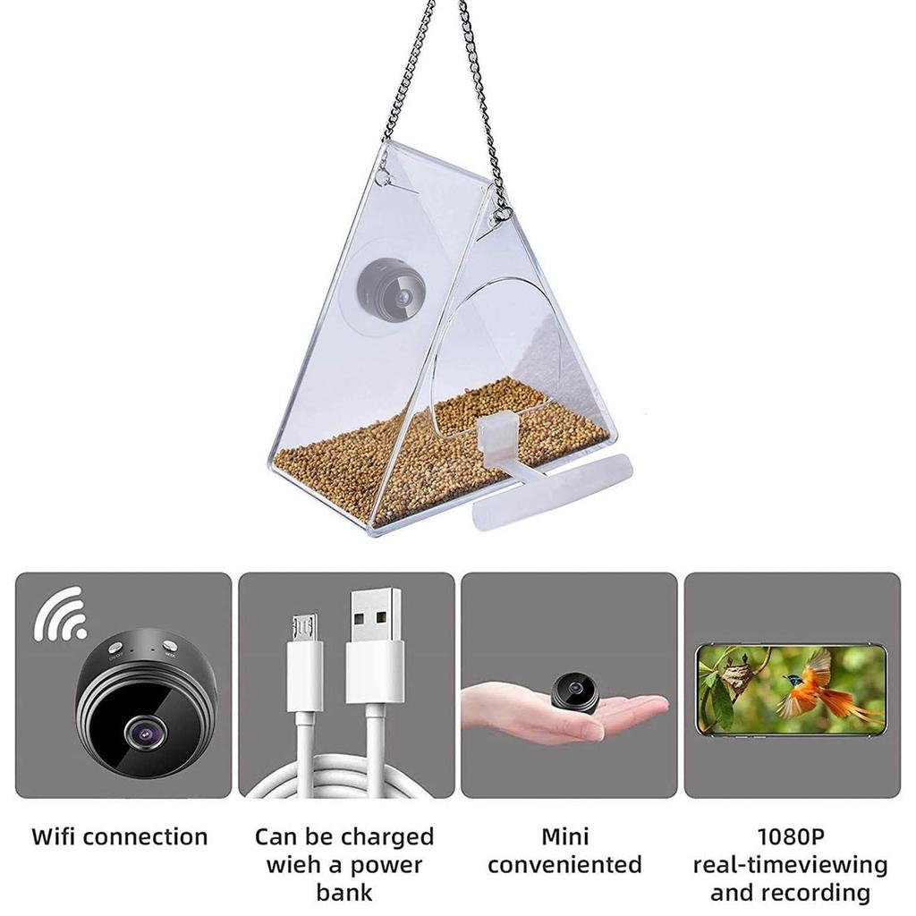 Smart Bird Feeder With Camera, Outdoor Hanging, HD 1080P Night Version Camera WiFi Remote Bird Watching Feeder