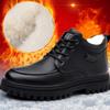 2024 зимняя обувь мужские ботильоны модный бренд мужская обувь натуральная кожа теплый плюш плоская нескользящая чисто черный D230