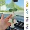Car Mirror Pendant Soft Fabric Hand Knitted Bellflower Flower Cute Pendant Creative Ornament Handmade
