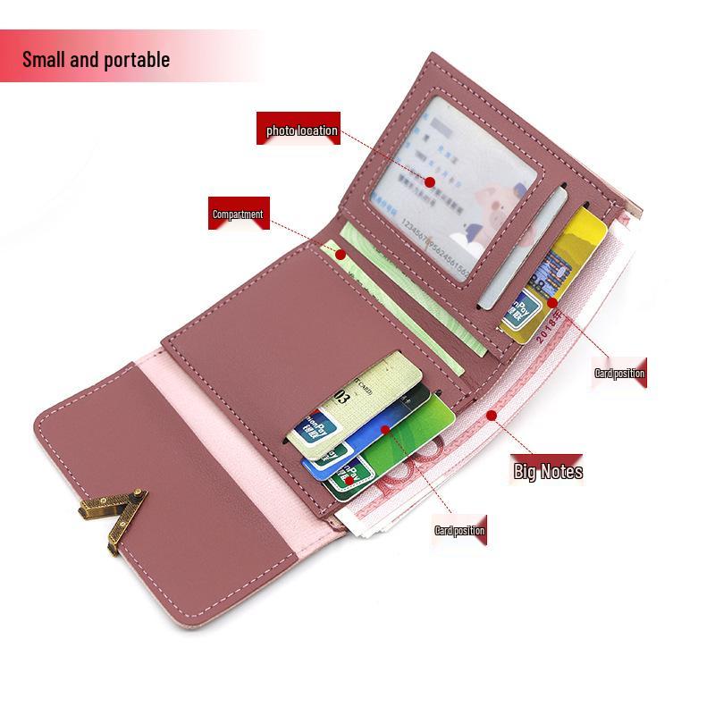 Женский короткий кошелек в корейском стиле: Кошелек для монет и держатель для карт большой вместимости