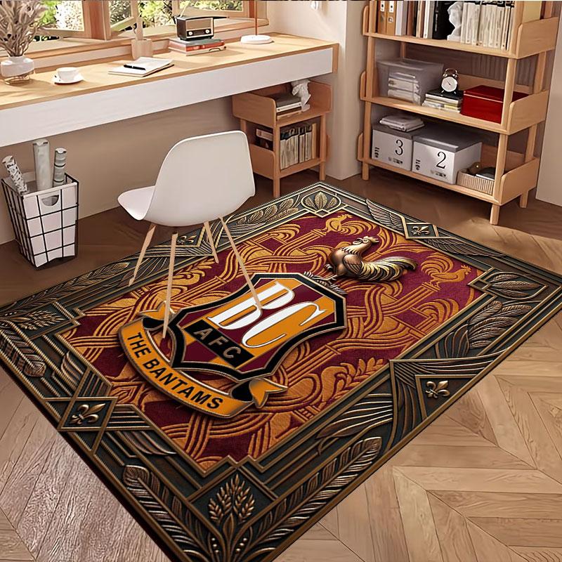 Bradford City AFC Print Rug, Washable Floor Carpet, For Entryway Dorm Laundry Room Office Study, Home Decor Birthday Christmas Gift