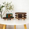 Wooden Riser Tray Multi-functional Round Oval Decorative Tray Pedestal Stand Bathroom Counter Jewelry Organizer Tray Decor
