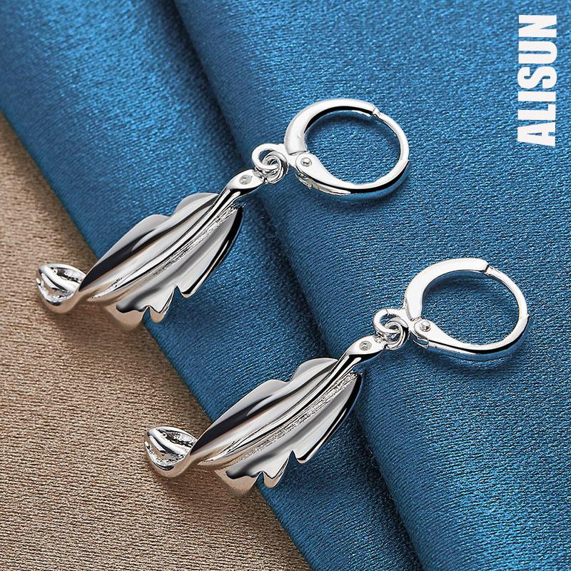 Серьги-подвески из стерлингового серебра 925 пробы в виде витого листа, модные свадебные украшения