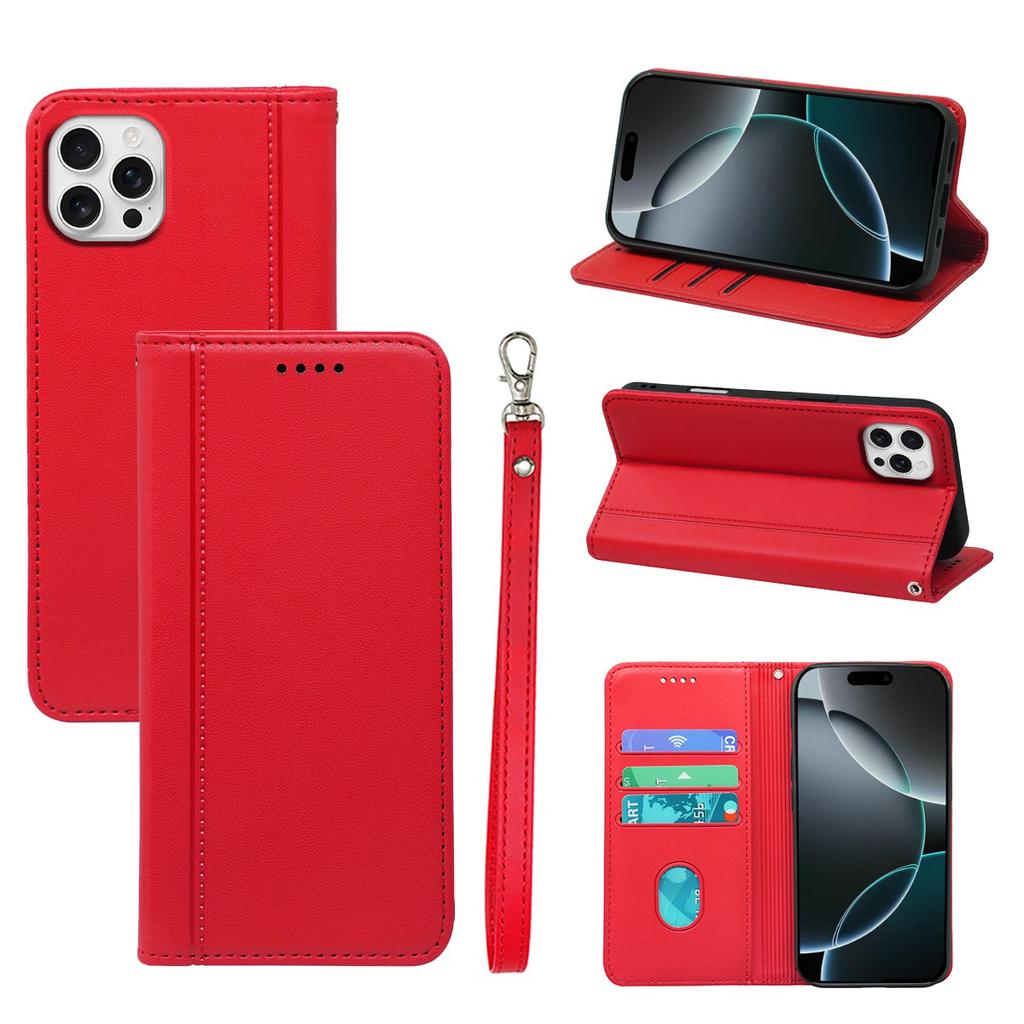 HX01 For iPhone 16 Pro Max Wallet Case Magnetic Closing PU Leather Phone Cover