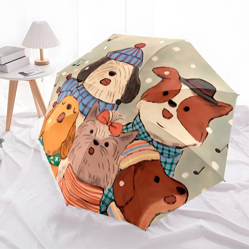1pc Dogs, WinterAutomatic Open/close Folding Umbrella, Compact Portable Travel Umbrella, Perfect Birthday/Holiday, Cute Umbrella y037