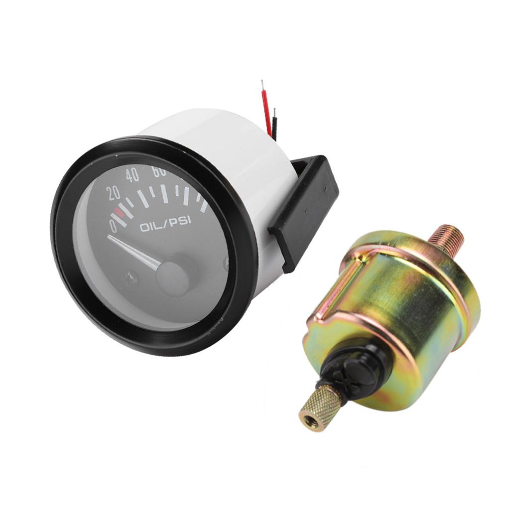 52mm 2in 12V Universal Car Electromagnetic Oil Pressure Gauge Indicator Auto Modified Meter
