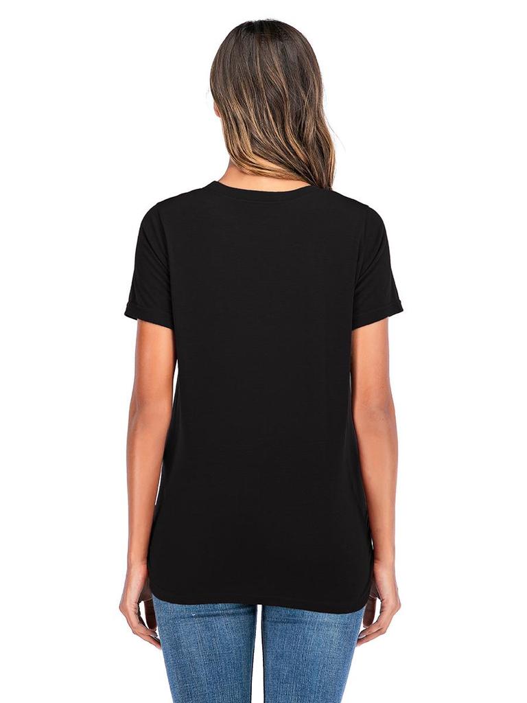 European & American Style Maternity Printed T-Shirt (Round Neck, Short Sleeve)