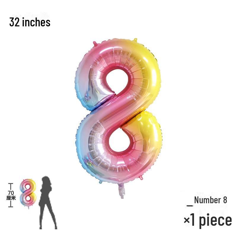 32-дюймовые градиентные цветные цифровые шары для украшения детского дня рождения
