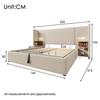Lit double capitonné - MUVOE - 160x200 - Beige - Liseuse avec USB - Rangement hydraulique