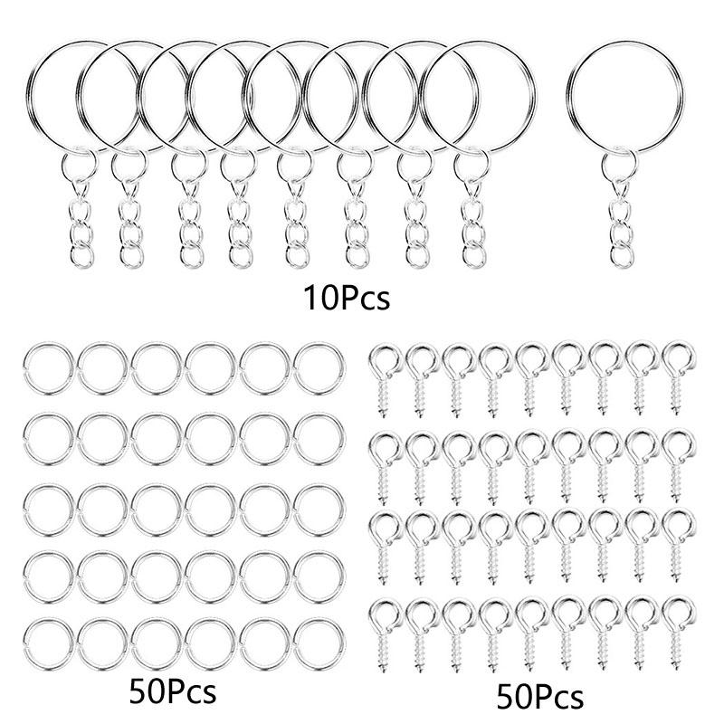 110/220Pcs Jewelry Making Jump Rings Key Ring Eye Pins Keychain Kits Key Chain Epoxy Resin
