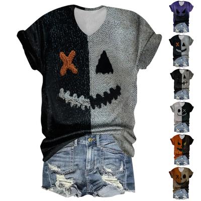 Женская мода повседневная рубашка с рукавом три четверти и принтом букв на Хэллоуин