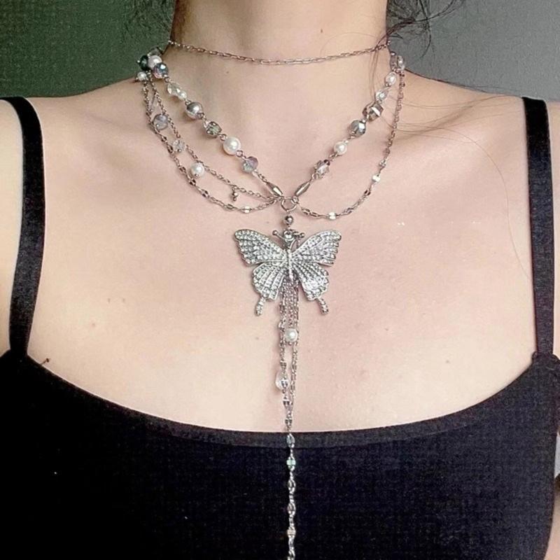 Multi Layer Chain Necklaces Irregular Body Chains Wasit Belt Chain with Butterfly Pendant Fashionable Jewelry Gift