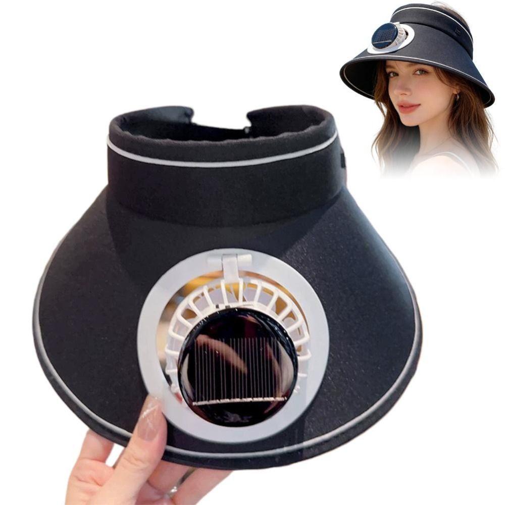 Adjustable Sun Visor Hat Solar Powered Fan Beach Sunshade Hat Portable Outdoor Visor Hat For Women