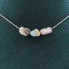 Stones and Minerals. Necklace 3 Pearls Multicolored Opal from Australia. Steel Chain Necklace Women, Men. Customizable Size.