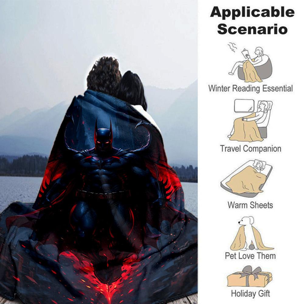 1pc Batwing Red Flannel Blanket Soft Warm Throw for Home, Office, Travel, All-Season Cozy Bedding GiftL1102