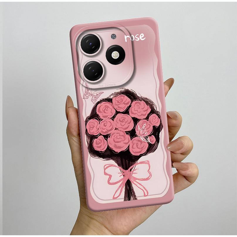 Для tecno Spark go 2024 BG6 Чехол Fundas Красивые Цветы Матовый Жидкий Силикон Защитная Крышка Для Tecno SparkGO 2024 Чехлы для Телефона
