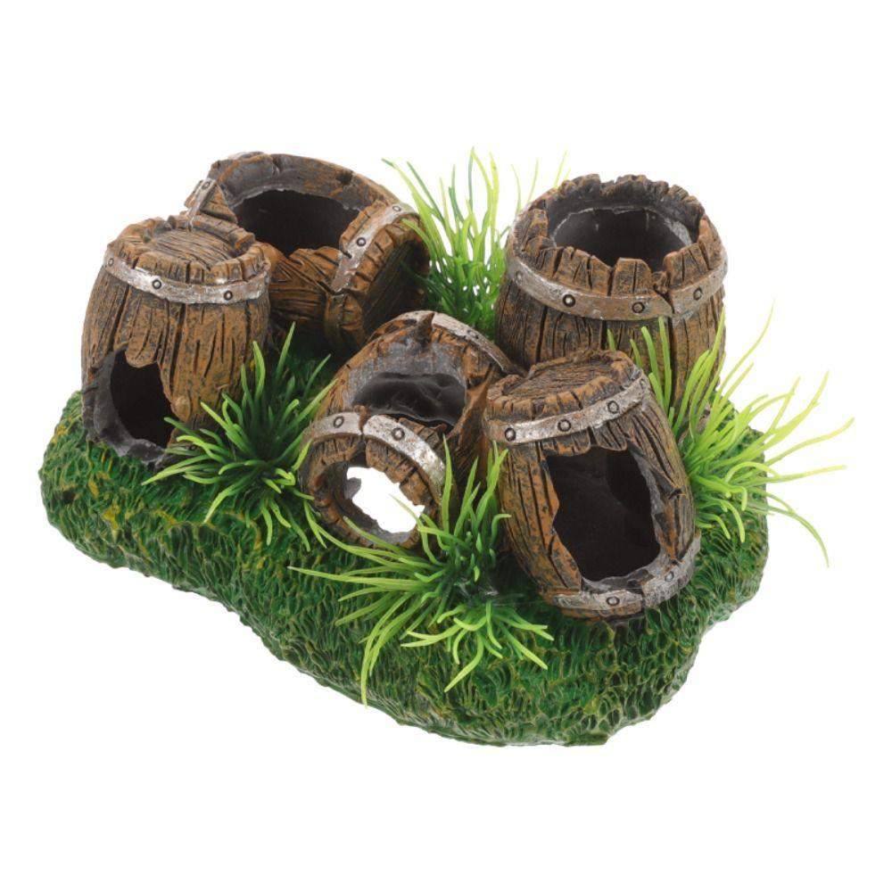 Resin Hideout Aquarium Ornaments Simulated Creative Artificial Antique Barrels Hollow Aquatic Pets Shelter House