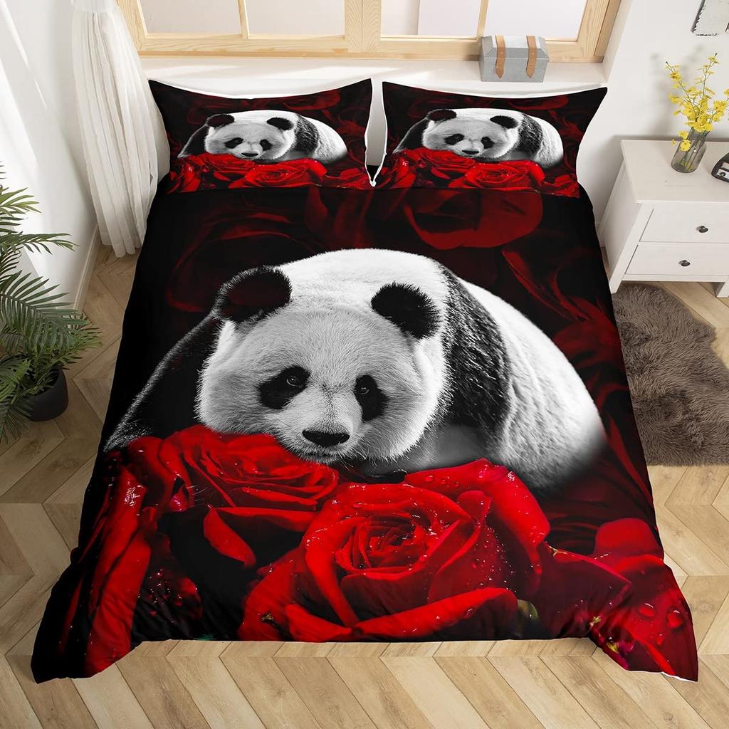 3D Панда одеяло покрывало королевского размера милый Панда пододеяльник бамбуковый комплект постельного белья пододеяльник для детей мальчиков девочек подростков 3 предмета