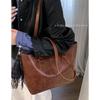 Retro High-end Commuter Women's Bag 2025 New Solid Color Simple Large-capacity Tote Bag Versatile Shoulder Bag