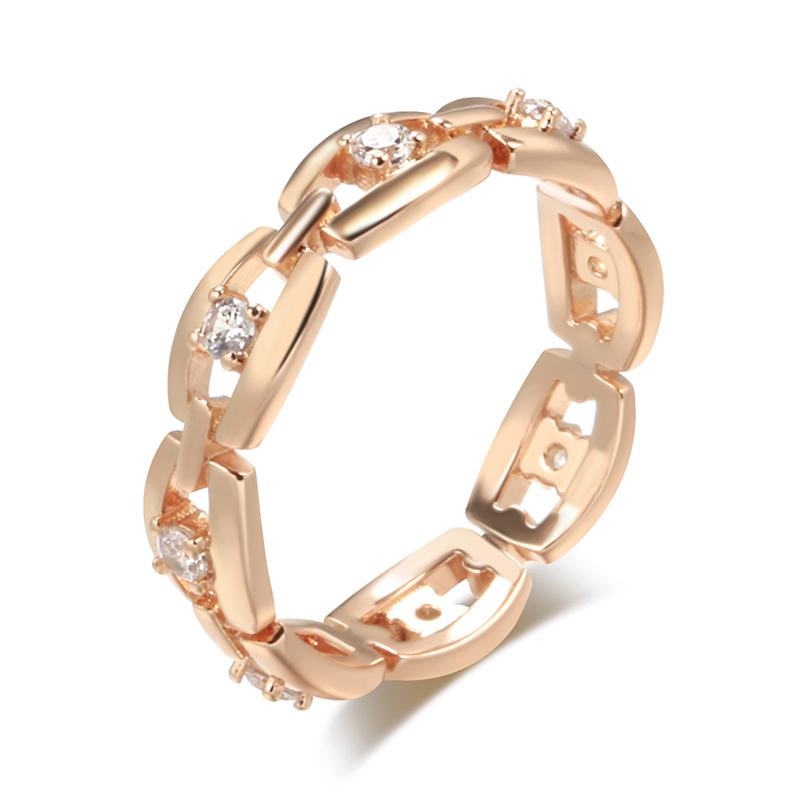 Classic Chain Design Zircon Finger Rings for Women Fashion Daily Jewelry Gifts