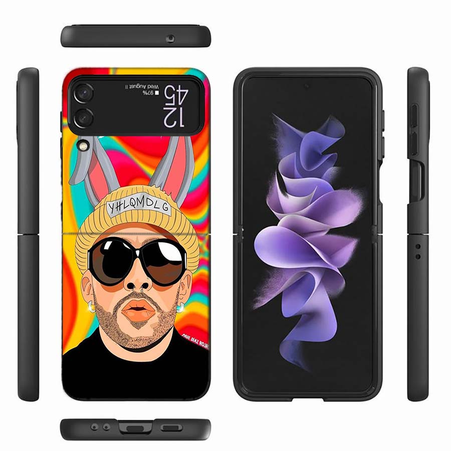 Чехол для телефона B-Bad B-Bunny для Samsung Z Flip 6 7 5G Z Flip 5 Galaxy Z Flip 3 4 5G ZFlip Ударопрочный Жесткий Чехол TPU PC Coque Capa S