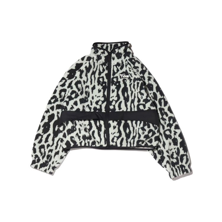 Nike Спортивная одежда Женская куртка из шерпы Stay Warm с животным принтом и воротником-стойкой Темно-дымчато-серая CU6592-070