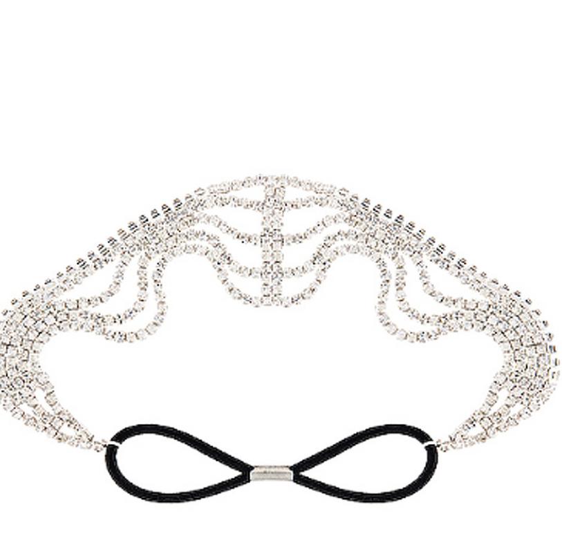 Multilayer Elastic Hairband for Women Lolita Jewel Rhinestone Chain Bead Headband Bridal Hair Accessories 2021 #0689