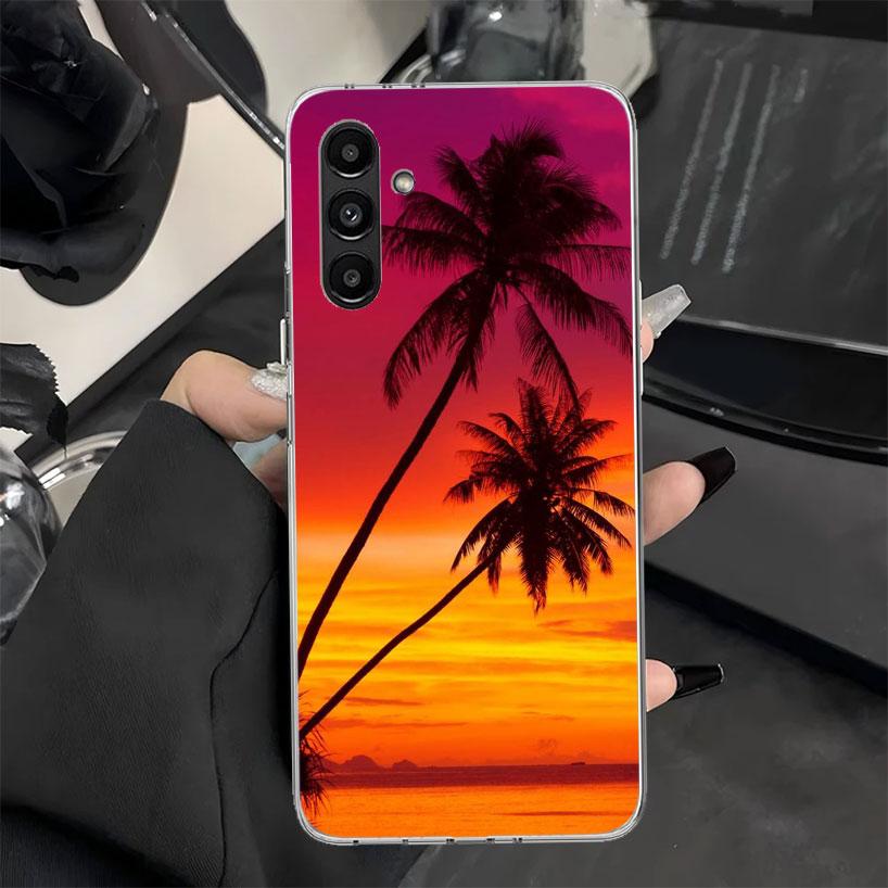 Чехол для телефона «Пальмовые листья Закат Летний пейзаж» для Samsung Galaxy A17 A16 A26 A36 A56 A15 A14 A13 A55 A54 A53 A35 A34 A33 A25 A24