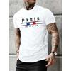 Men's 100% Pure Cotton Summer Loose Size PARIS Letter Pattern Print Casual Comfortable Round Neck Short Sleeved T-shirt Top