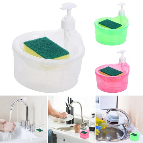 1000ML Convenient Soap Dispenser with Sponge Holder No Waste Prevents Dripping Large Capacity Soap Dispenser Home Supplies