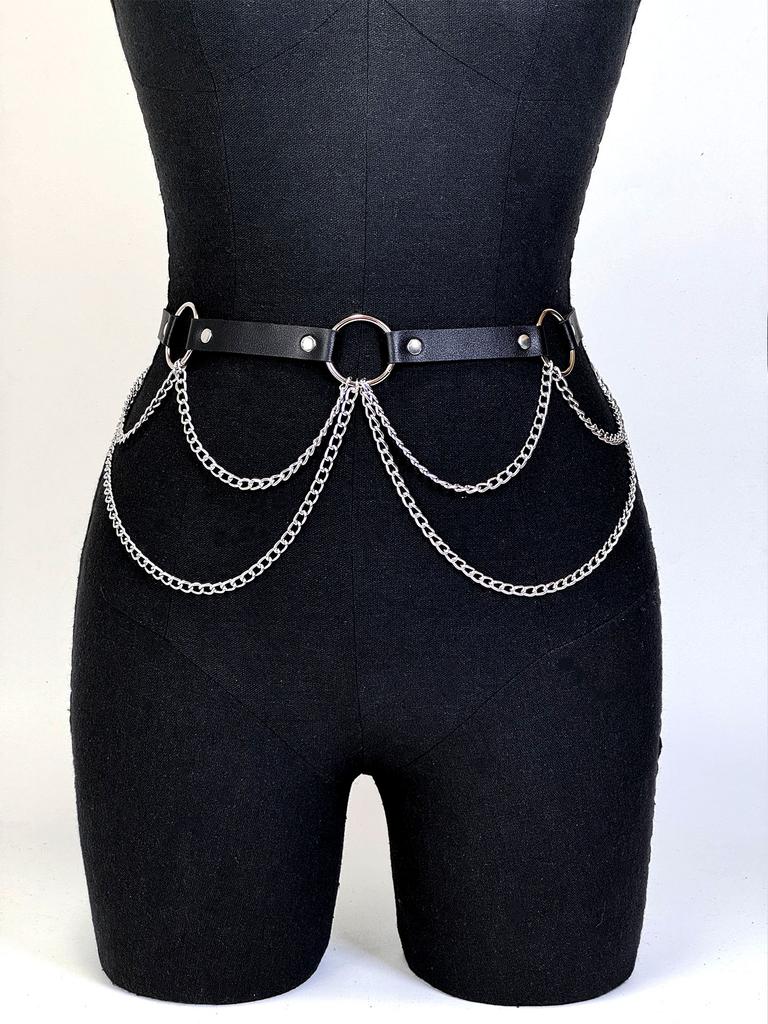 Women's Belt Body Harness Bra Bondage Chain Chest Harness Leather Lingerie Bdsm Fetish Clothing Gothic Women Suspenders Straps