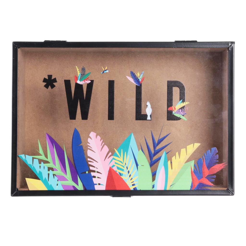 Les Trésors De Lily [Q3274] - Multicolored Beige 'Tropical' Wooden Storage Box (Wild) - 24. 3x16. 5x6. 3cm