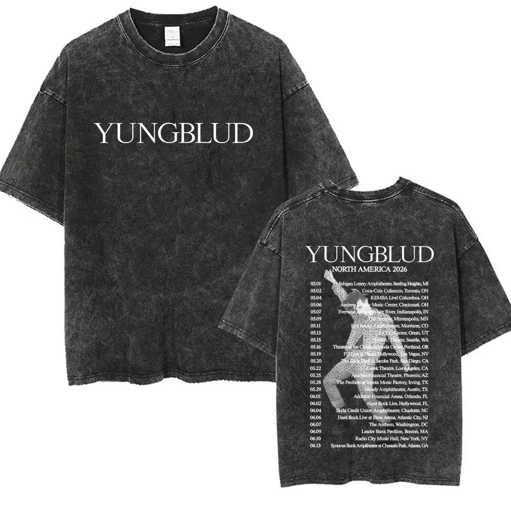 Washed Vintage Rock Singer Yungblud Tour Tshirt Men Women Retro Fashion T Shirt Male Casual Oversized Tshirts Streetwear