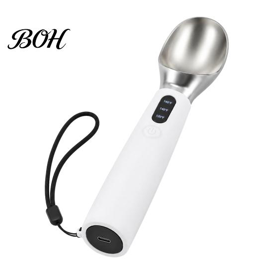 Yogurt Scooper Rechargeable Heated Ice Cream Scoop, Electric with 3-Level Heat, Hard Scooping Tool LED Display, 2000mAh Battery for Cream, Gelato,
