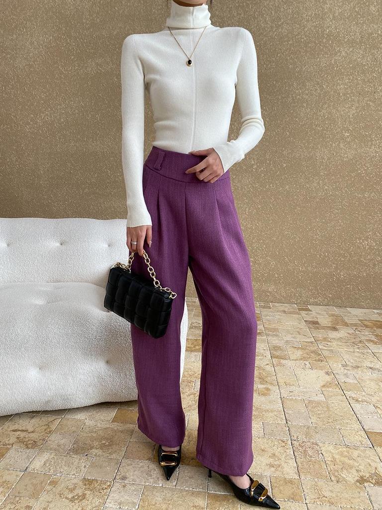 Синан Шерстяной Свитер с Высоким Воротником Универсальный Приталенный SN6661