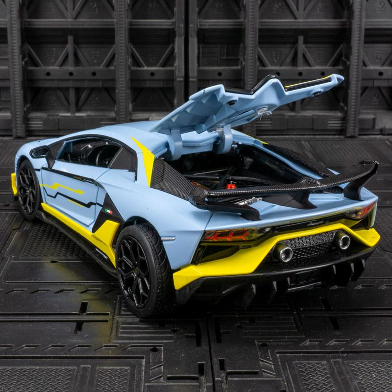 1:24-масштабная миниатюрная модель суперкара Aventador SVJ63 из сплава, откидной автомобиль со звуком и светом для детей и взрослых, коллекция подарков