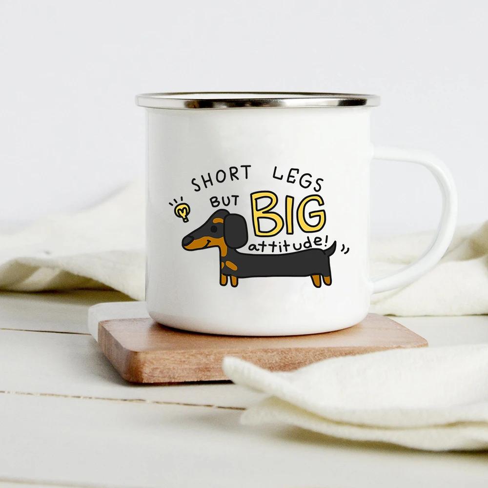 Peace Love Dogs Print Креативные эмалевые кофейные кружки с изображением мультяшных такс Собачьи лапки для вечеринок Пиво Сок Молоко Чашки Подарки на день рождения другу
