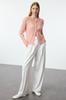 Women's Fashion Stylish Cardigan Pink Soft Textured Tulle Embroidered Knitwear Cardigan