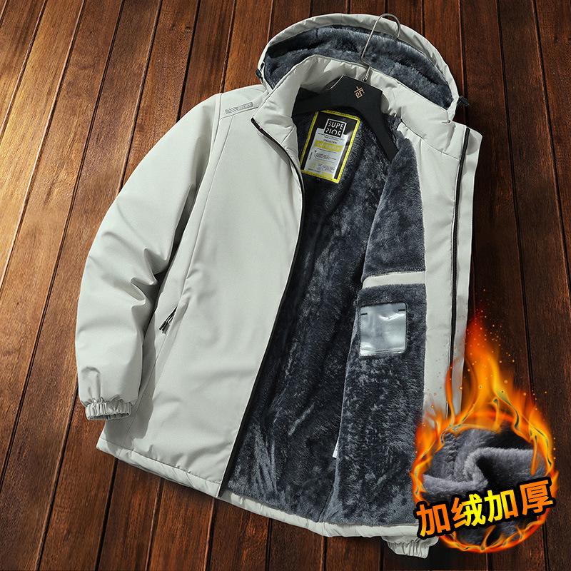 Мужская хлопковая ветровка с флисовой подкладкой - Теплая спортивная куртка для осени/зимы для спорта и альпинизма.