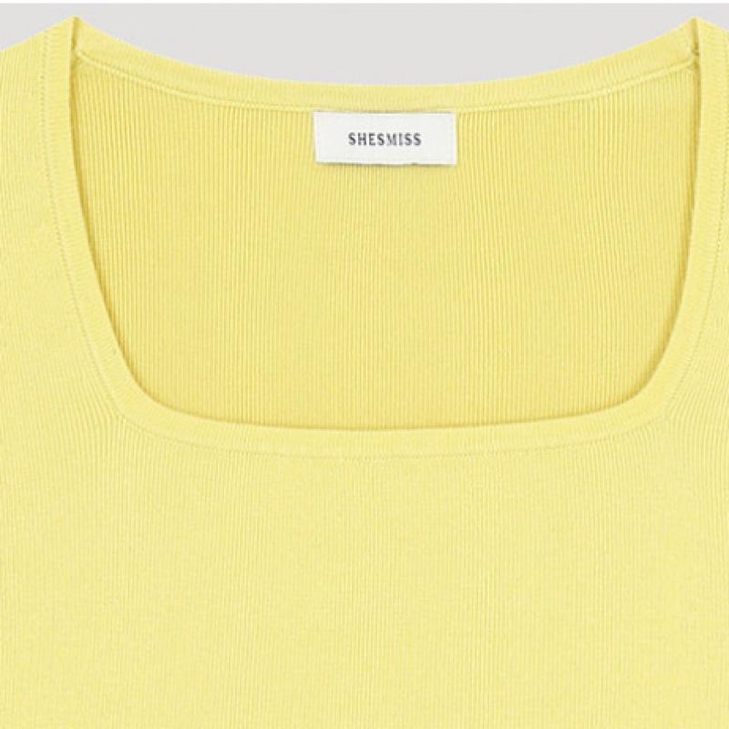 [She S miSS] Ribbed Square Neck Knit SSkpoo12570 Ye