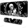 Skeleton Hold Cat Mouse Pad Black White Large Gaming Desk Mat Non-Slip Rubber Keyboard Pads XXL Office Game Accessories TableMat