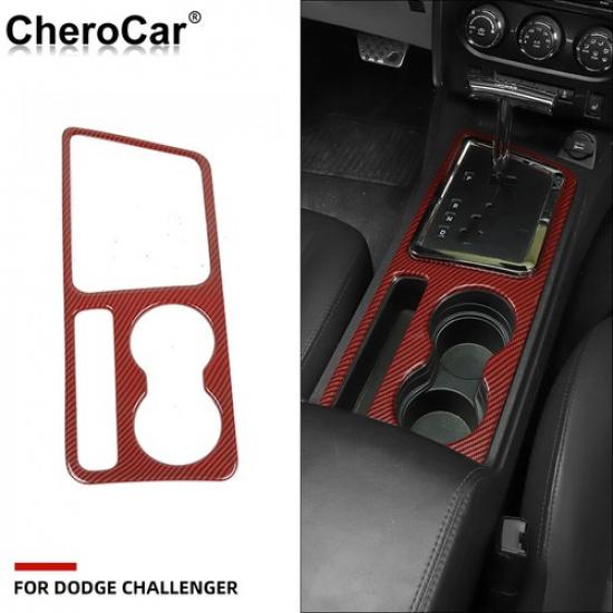 Console Gear Shift Panel Cover Trim Frame For Dodge Challenger 09-14 Red Carbon