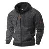 Men's Fleece-Lined Vintage Cation Workwear Hooded Zip-Up Sweatshirt with Utility Pockets